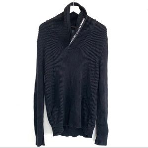Armani Exchange Black Cowl Neck Ribbed Sweater